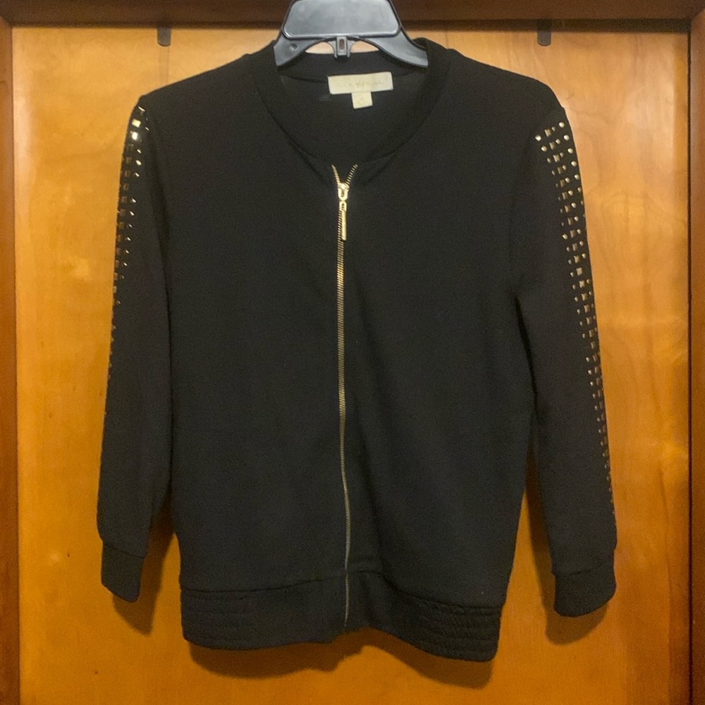 Nicki Minaj Size M Black and Gold-Studded Jogger Jacket
